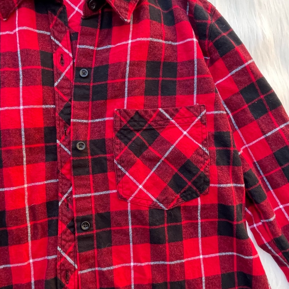 Forever 21 Let Your Heart Wonder Black Red Flannel - Picture 4 of 13